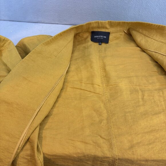 Lafayette 148 New York Zeke Linen-Blend Blazer in Mustard Yellow Size 14 - Picture 8 of 10